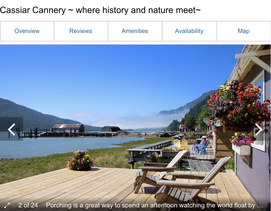 Screenshot of Cassiar Cannery's TA photos which include descriptive captions.