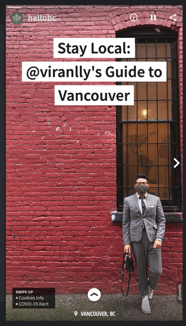 Screenshot of influencer Viranlly Liemena (@viranlly) Instagram guide to staying local and supporting Vancouver businesses.
