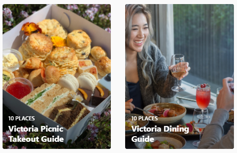 Screenshot of two guides created by Destination Greater Victoria.