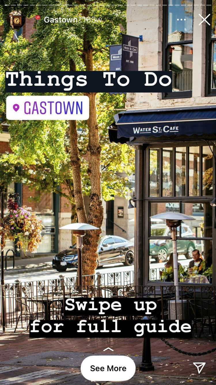 Screenshot of an Instagram story with a location sticker which identifies the location where the image was taken.