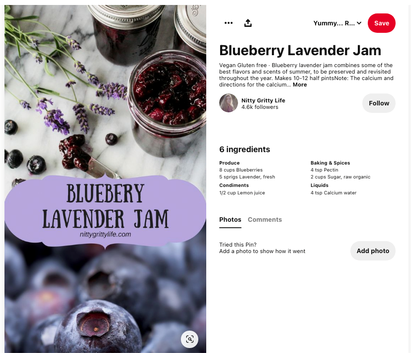 Blueberry lavendar jam recipe.