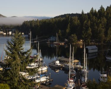 Boats in the marina at Pender Harbour on the Sunshine Coast
