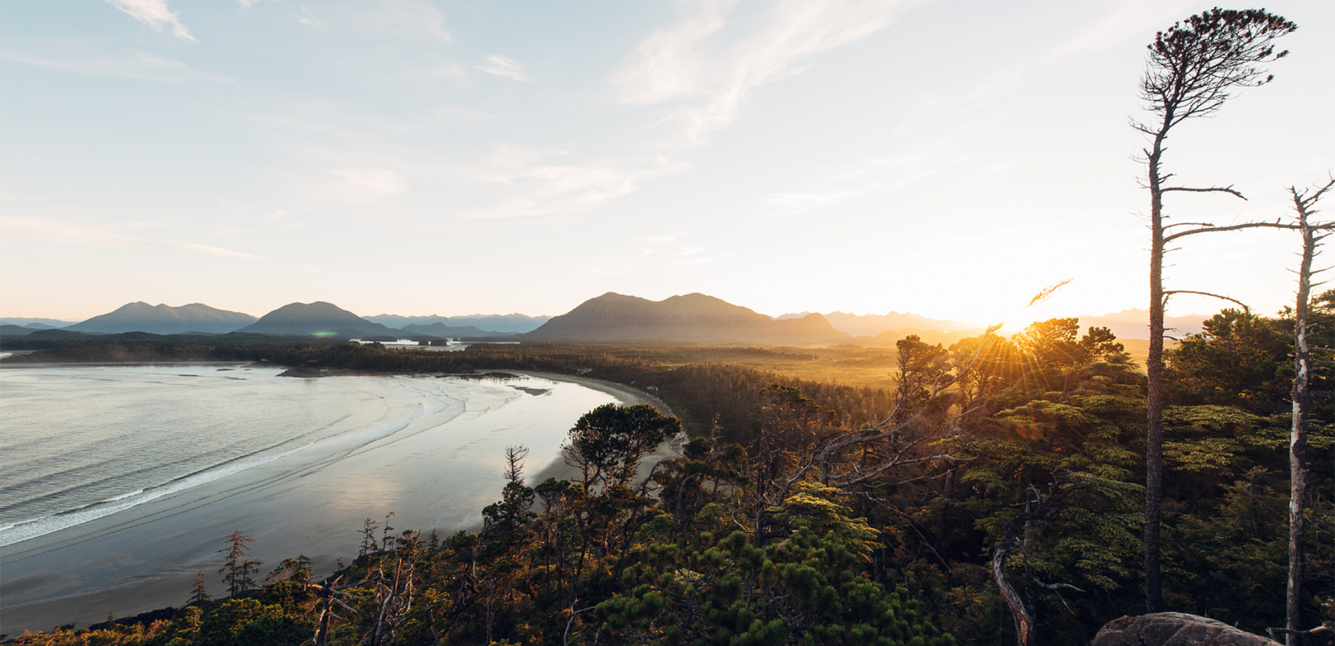 Beach and coastal sunset near Tofino
