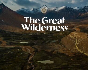 Mountainscape with logo