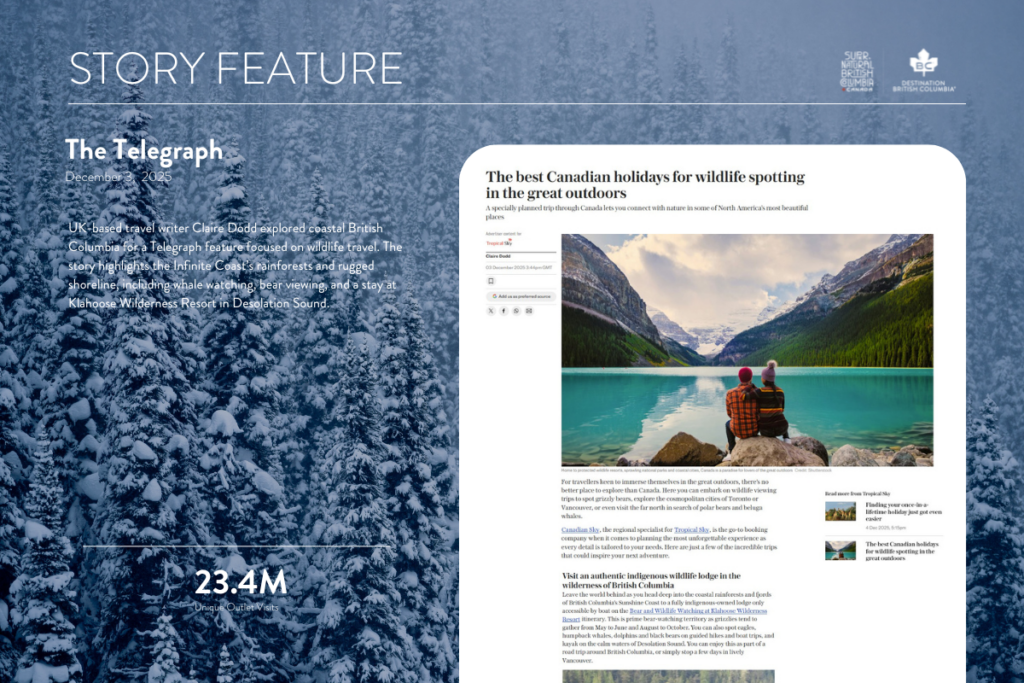 Telegraph story featuring wildlife viewing in BC, December 2025
