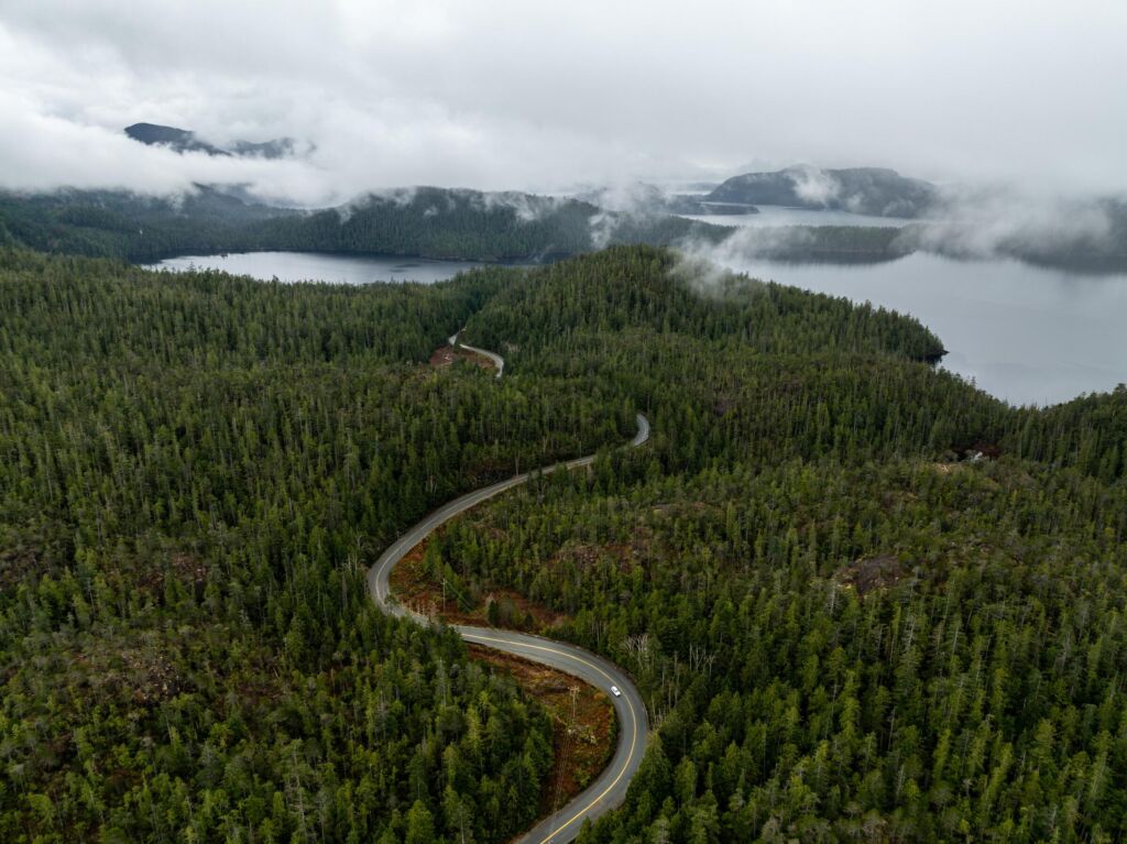 Highway 4 into Ucluelet. Tourism Vancouver Island/Tourism Ucluelet/Tyler Cave.